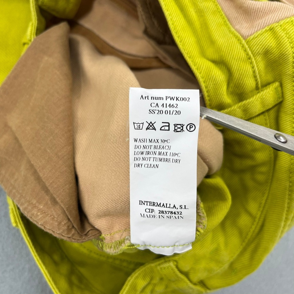 Paloma Wool Women Lime Green Tan Two Tone Colorblock Straight Leg Pants Size 36 - Picture 10 of 14